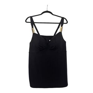 Lane Bryant Black Swim Top with Gold Accents